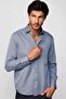 Classic Fit Long Sleeve Thin Striped Cotton Tie Collar Gray Men's Shirt