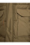 Hooded Inflatable Coat Anorak Pocket Detailed Zippered Slogan Printed Waterproof - 6