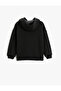 Hooded Sweatshirt Graffiti Themed Teddy Bear Printed Long Sleeve Ribbon - 2