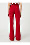 Spanish Leg Pants Slit Detailed Ribbed Zipper Closure - 4