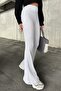 Flared High Waist Comfortable K Ribbed Knit Leggings Pants - 4