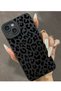 iPhone 15 Compatible Case Matte Black Leopard Pattern Shockproof Soft Camera Protection Cover - 2