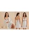 Women's Ecru Cotton Nightgown Dressing Gown Set - 2
