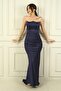 Women's Front Gathered Lined Fish Satin Dress - 3
