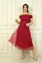 Madonna Collar Lined Skirt Chiffon Pleated Dress Slim Fit