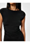 Back Low-Cut Mini Pencil Dress Cap Sleeve Round Neck - 5