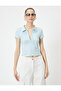 Zip-Up Polo T-Shirt Short Sleeve Slim Fit - 3