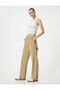 Wide Leg Trousers High Waist Pocket Detail