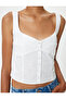 Crop Athlete Poplin Thick Strap Buttoned V-Neck Slim Fit - 5