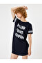 Crew Neck Midi Nightgown - Short Sleeve, Printed, Comfortable Fit, Cotton
