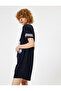 Crew Neck Midi Nightgown - Short Sleeve, Printed, Comfortable Fit, Cotton - 2