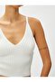 Crop Knitwear Undershirt with Straps V-Neck - 5