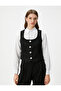 Tweed Vest Buttoned Square Collar with Pockets - 3