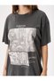 Oversize T-Shirt Slogan Printed Washed Crew Neck Short Sleeve - 5