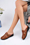 Women's Tan Genuine Leather Orthopedic Sabo Slippers - 2