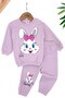Baby Girl Seasonal Long Sleeve Cute Rabbit Printed Sweathirt Top and Bottom Set