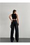 High Waist Loose Cut Belt Detailed Baggy Jean Women's Jeans - 2