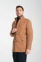 Thick Stand Collar Men's Cashmere Coat with Zipper, Regular Fit