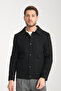Snap Fastener Men's Polo Neck Short Stamp Coat Slim Fit