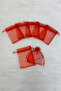 Red Transparent Tulle Pouch, 100 Pieces Size 9X12Cm, Henna Cookie Nuts Gold Jewelry Promise Gift Bundle - 5