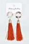 Long Gold Earrings with Round Figure Tassels - 2