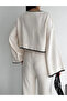 Women's Ecru Crop Knitwear Double Set - 3