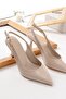 Anor Beige Patent Leather Side Buckle (8 cm) Pointed Toe Heeled Shoes - 5
