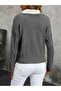 Polo Collar Patterned Anthracite Women's Knit Sweater - 4
