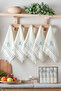 Natural 5-Piece 100% Cotton Embroidered Kitchen Napkin and Drying Cloth Set - Fringed - 40X60 cm - 2