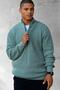 Men's Aqua Green Zip-Up Turtleneck Winter Knitwear Sweater - 2