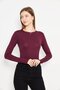 Women's Burgundy Toe Detailed Crew Neck Lycra Bodysuit 199