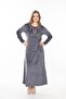 Velvet Hijab Dress with Collar Embroidery and Detailed Embellishments - 5
