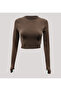 X Cotton Seamless Cotton Flexible Long Sleeve Crop with Finger Snap Detail