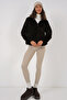 5091 Hooded Fur Lined Coat - Brown - 2