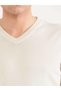 Basic V-Neck Ecru Men's Knitwear - 4