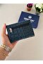 Genuine Leather Women's Wallet, Convenient in Size, Fits in Any Bag, Melen Crocodile Pattern, Navy Blue - 6