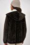 5091 Hooded Fur Lined Coat - Brown - 5