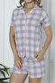 Women's Shorts Pajama Set Short Sleeve Buttoned Pocket Cotton Lycra Pink