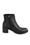 Women's Black Zippered Heeled Boots - 3