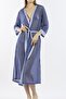 Women's Pareo Kaftan with Piping, Navy Blue - 3