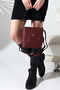 Burgundy Bucket Model Printed-Textured Women's Bag Single Compartment Cross Strap Shoulder and Hand Bag Stylish Modern - 2