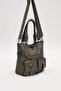 Gray Bird Eye Detailed Shoulder Bag