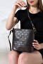 Brown Bucket Model Printed-Textured Women's Bag Single Compartment Cross Strap Shoulder and Hand Bag Stylish - 5