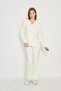 Women's Ecru Polo Neck Bottom Top Knitwear Set 1307