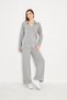 Women's Gray Polo Collar Top and Bottom Knitwear Set 1307 - 6