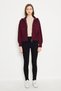 Women's Steel Knit Zippered Knitwear Coat Women's Coat 4309 Claret Red - 4