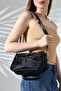 Black Suede Soft Textured Zipper Detailed Cross Strap Shoulder and Hand Bag Stylish Modern Design - 3