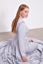 Gray Stone Embroidered Evening Dress Satin Dress - 5