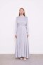 Gray Stone Embroidered Evening Dress Satin Dress