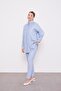 Baby Blue Stone Embroidered Melange Shirt Double Set